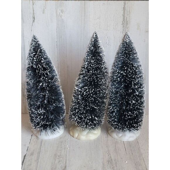 Lemax snowflake frosted pine tree large Xmas set Village accessories snow - Picture 1 of 14